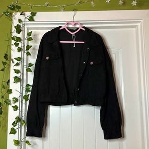 Cropped Shacket Long Sleeve Corduroy Button Down